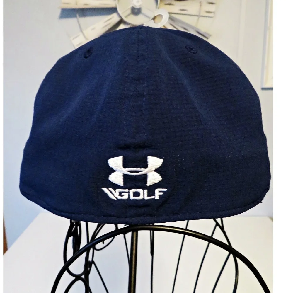 Under Armour Golf Fitted Hat Cap Navy Blue XL/2XL Stretch Fit Embroidered Logo